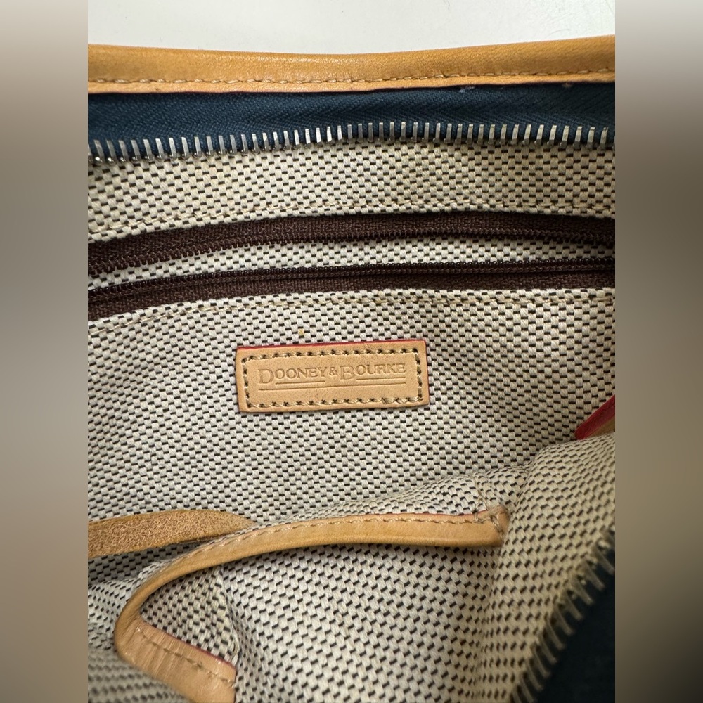Dooney & Bourke Blue Coated Canvas Tassel Top Zip Small Hobo Shoulder Bag - Picture 7 of 7